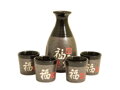 Pan Asia Set na sake šedo-čierny so znakmi (pre 4 osoby)