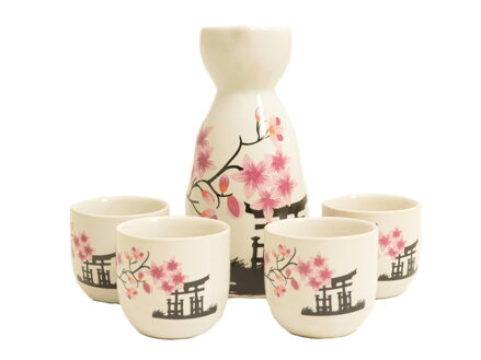Pan Asia Set na sake s motívom sakury a pagody (pre 4 osoby)